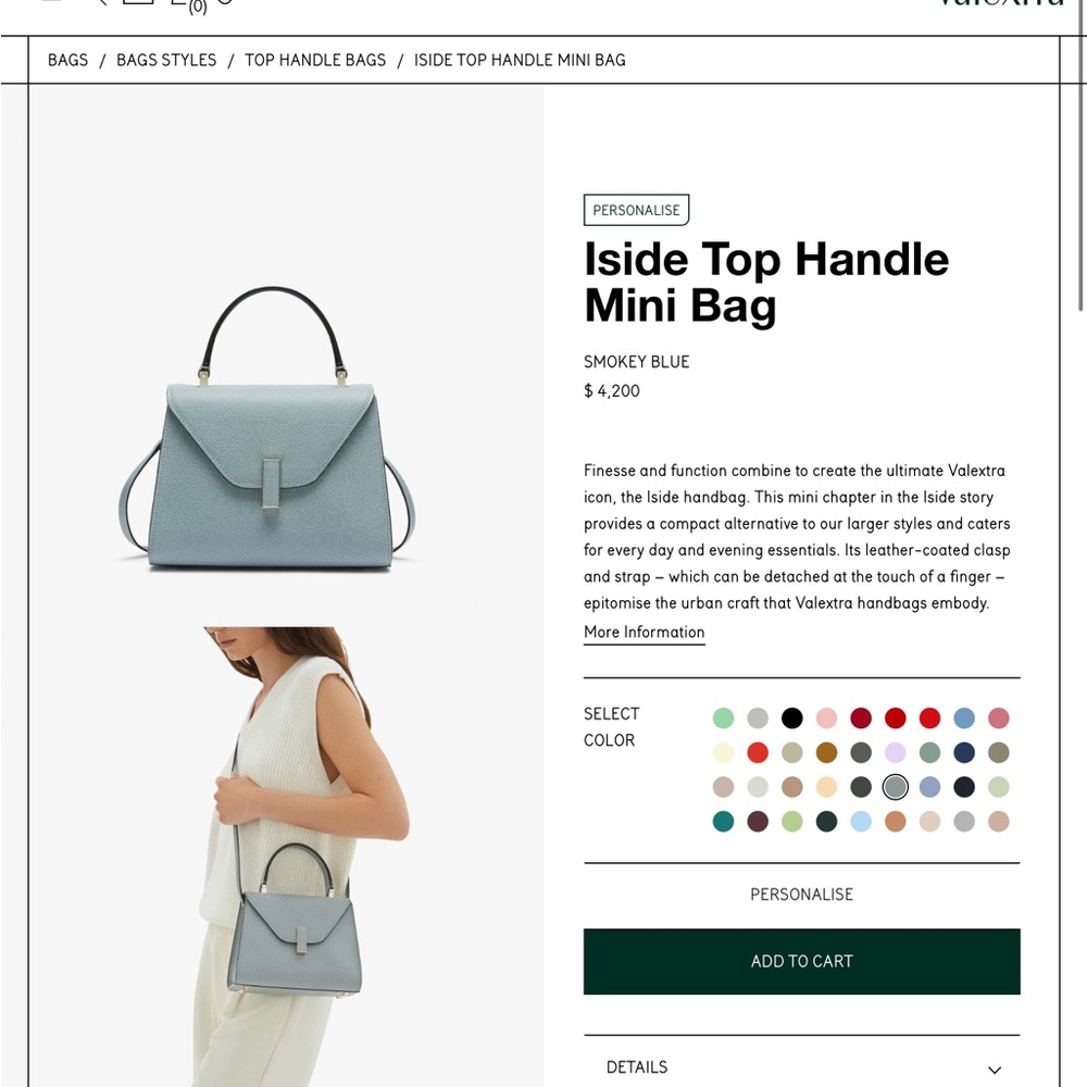 Valextra Iside Mini Bag in Smokey Blue